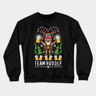 107 Team German Reindeer Rudolph Beer Merry Christmas Tree Crewneck Sweatshirt